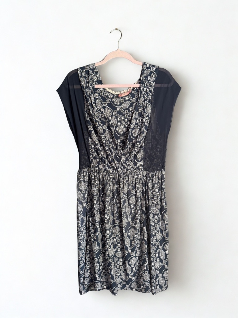Juicy Couture Navy Dress with Cream Paisley Print